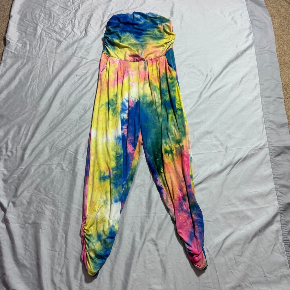 Absolutely Love It Tie Dye Strapless Harem Jumpsuit with Pockets 1X